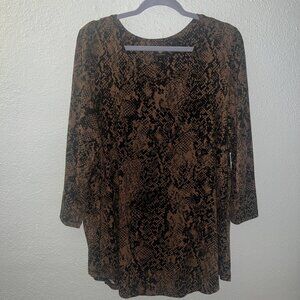 JM Collection Animal  Print Blouse‎ STRETCH Y2K Long